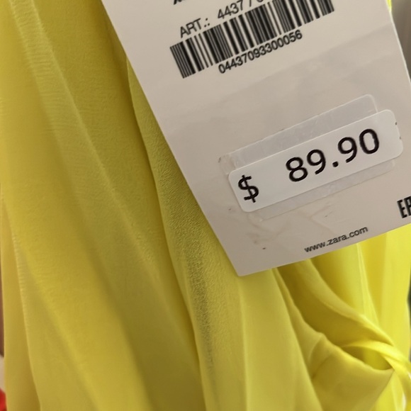 NWT ZARA YELLOW PLEATED MINI DRESS - Picture 9 of 9